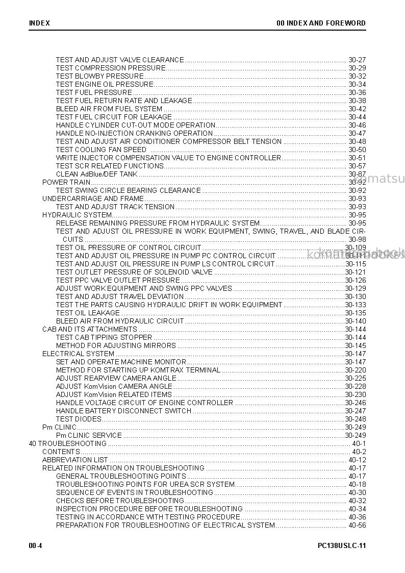 Komatsu pc138uslc-11jpn Repair & maintenance cover Page 6
