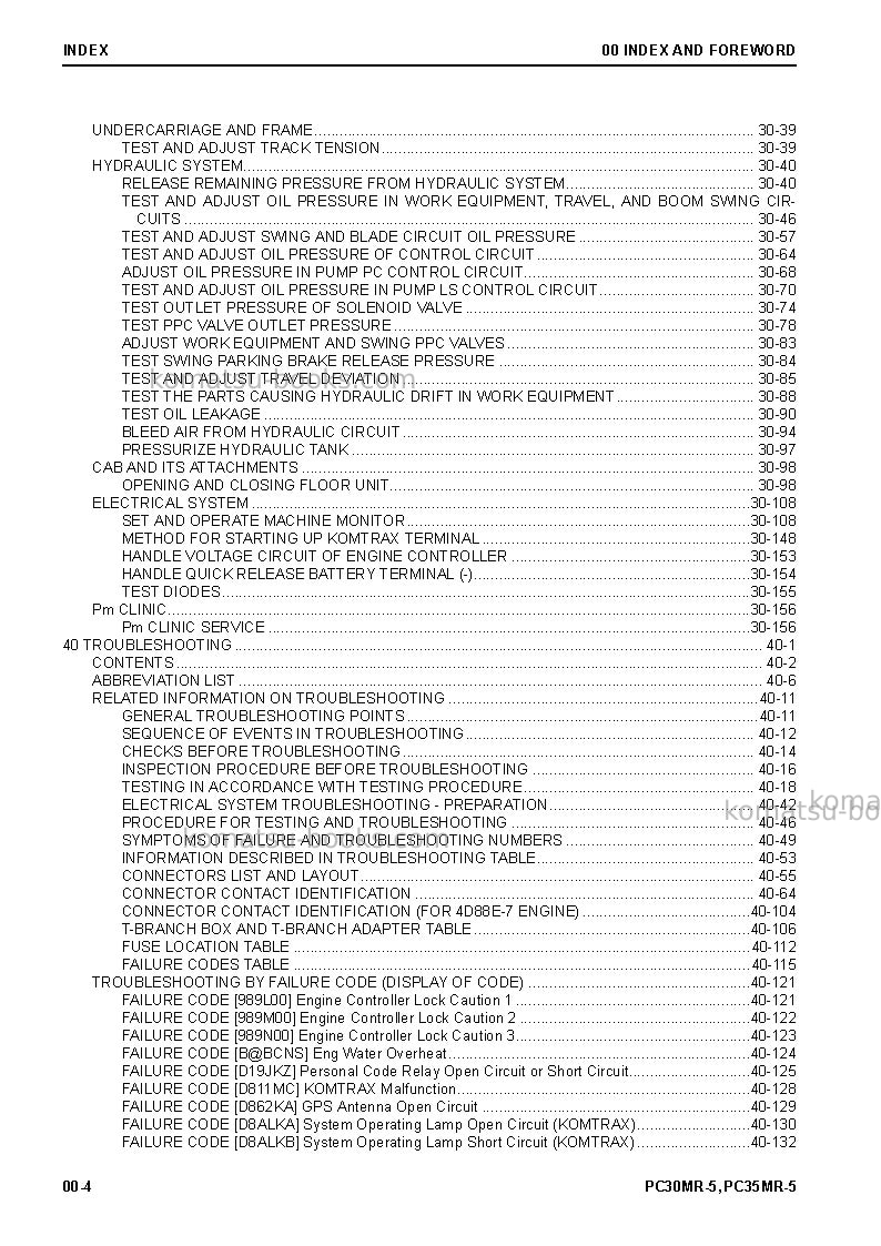 Komatsu pc35mr-5jpn Repair & maintenance cover Page 6 Komatsu pc35mr-5jpn Repair & maintenance cover Page 6