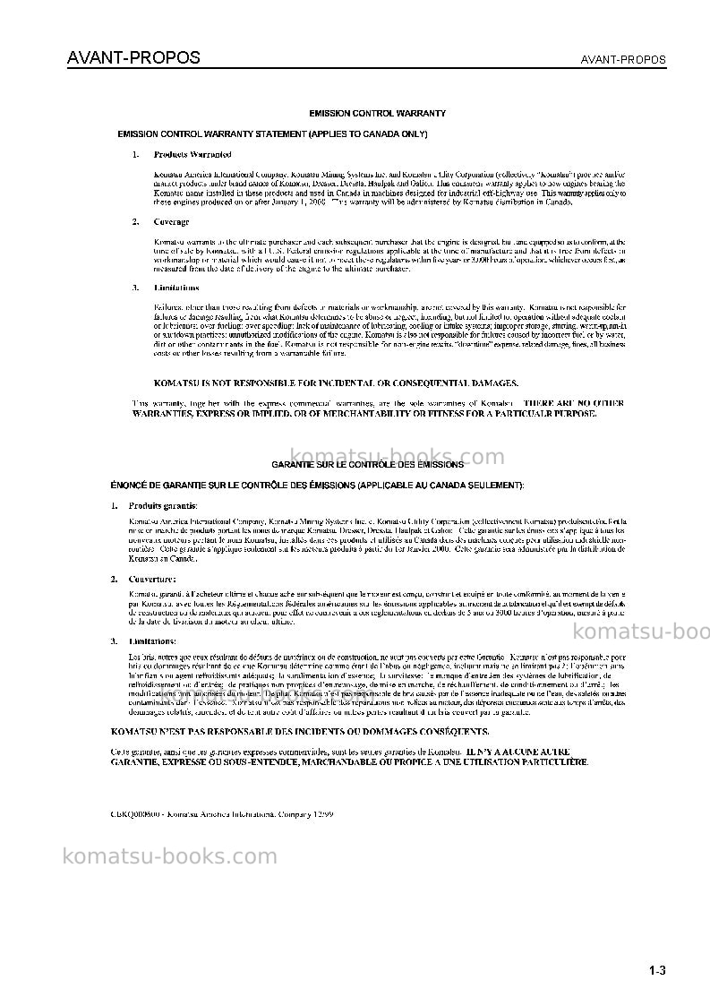 Komatsu pc128us-2jpn Manuel d'utilisation couverture Page 6