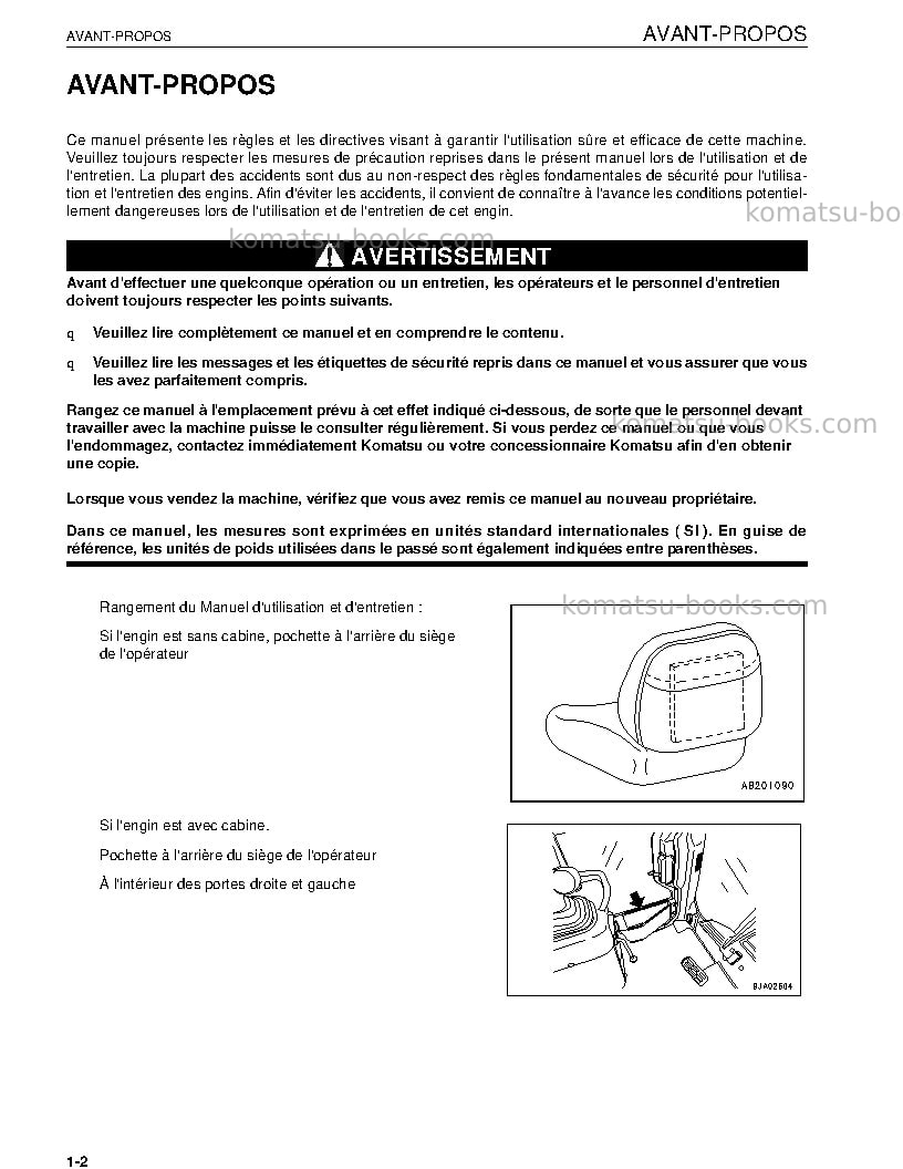 Komatsu d39ex-21jpn Manuel d'utilisation couverture Page 6 Komatsu d39ex-21jpn Manuel d'utilisation couverture Page 6
