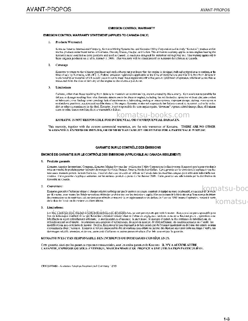 Komatsu pc40mrx-1jpn Manuel d'utilisation couverture Page 6 Komatsu pc40mrx-1jpn Manuel d'utilisation couverture Page 6