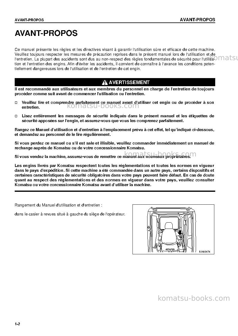 Komatsu pc350-7jpn Manuel d'utilisation couverture Page 6 Komatsu pc350-7jpn Manuel d'utilisation couverture Page 6