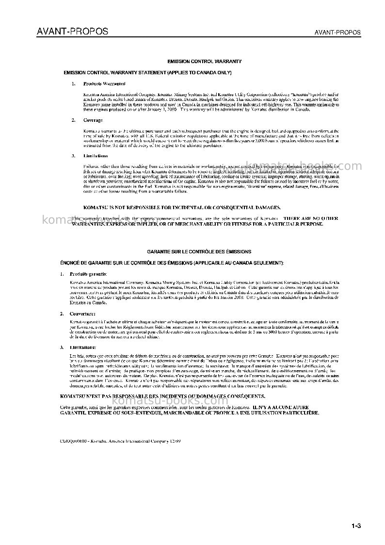 Komatsu pc600-7jpn Manuel d'utilisation couverture Page 6 Komatsu pc600-7jpn Manuel d'utilisation couverture Page 6