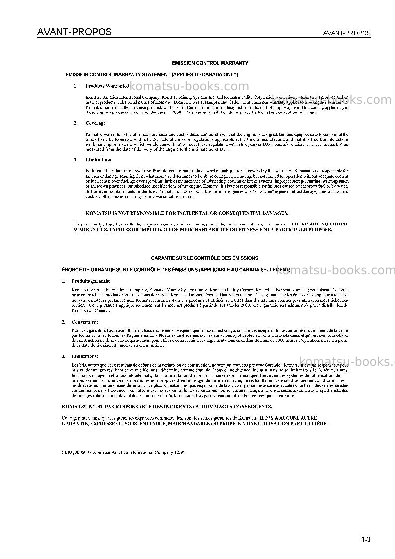 Komatsu pc400-7jpn Manuel d'utilisation couverture Page 6 Komatsu pc400-7jpn Manuel d'utilisation couverture Page 6