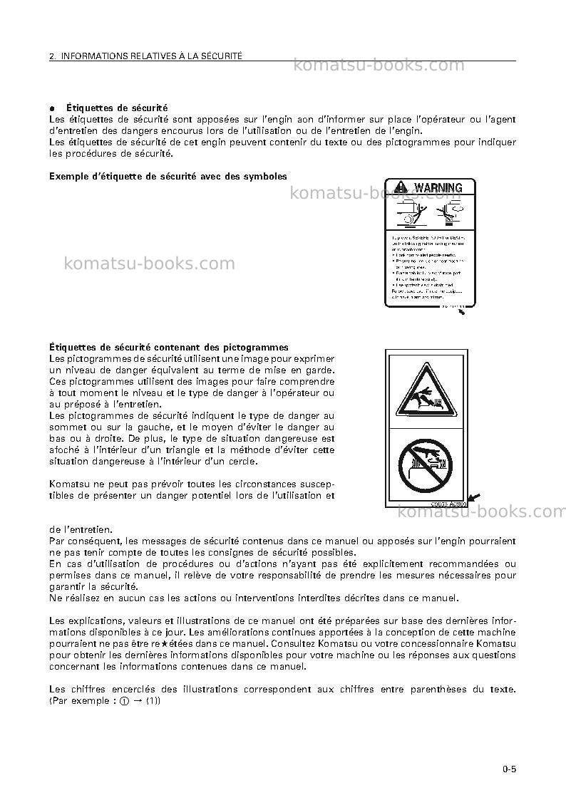 Komatsu pc120lc-6jpn Manuel d'utilisation couverture Page 6