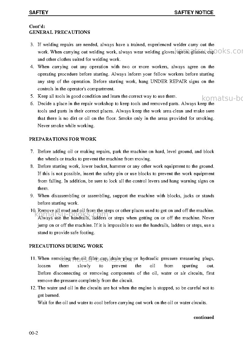 Komatsu pc4000-6deu Repair & maintenance cover Page 6 Komatsu pc4000-6deu Repair & maintenance cover Page 6