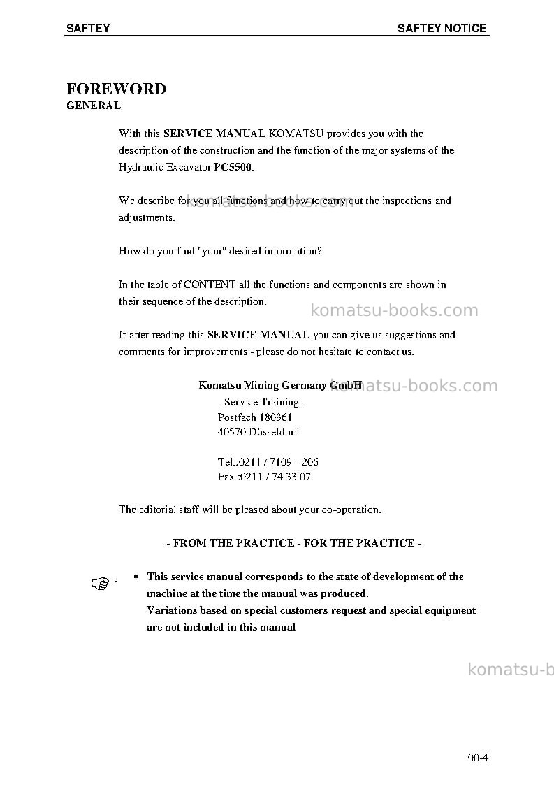 Komatsu pc5500-6deu-diesel Repair & maintenance cover Page 6
