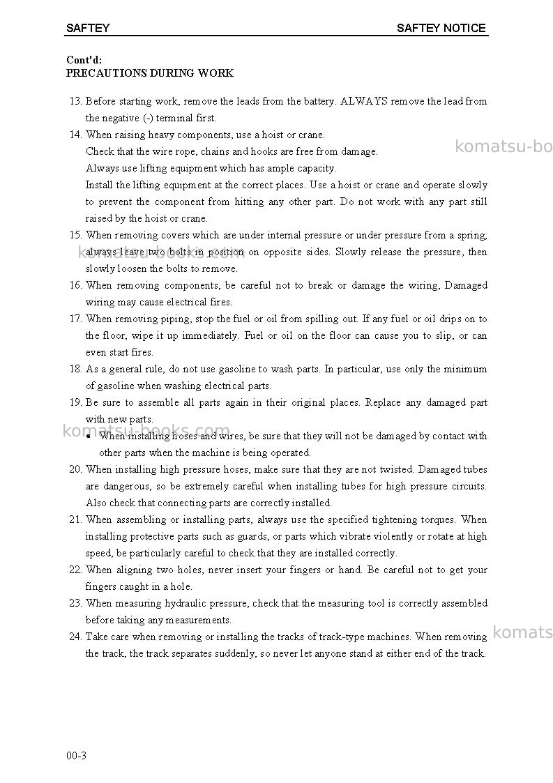 Komatsu pc5500-6deu Repair & maintenance cover Page 6 Komatsu pc5500-6deu Repair & maintenance cover Page 6