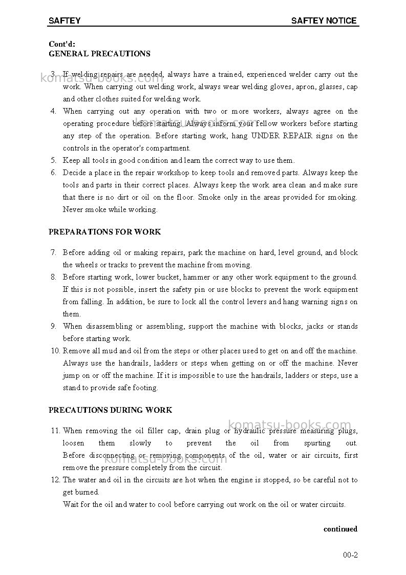 Komatsu pc5500-6deu Repair & maintenance cover Page 6 Komatsu pc5500-6deu Repair & maintenance cover Page 6
