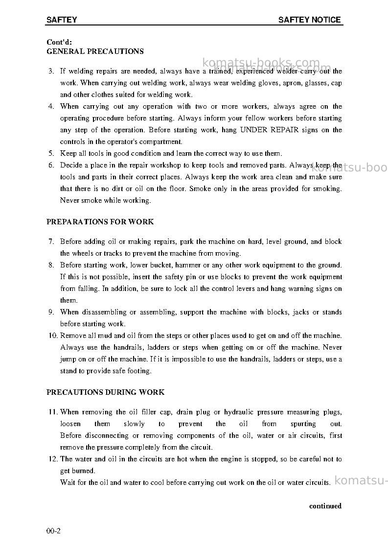 Komatsu pc8000-6deu-electric motor Repair & maintenance cover Page 6 Komatsu pc8000-6deu-electric motor Repair & maintenance cover Page 6