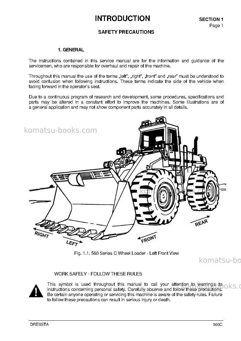 Komatsu 560c Repair & maintenance cover Page 6