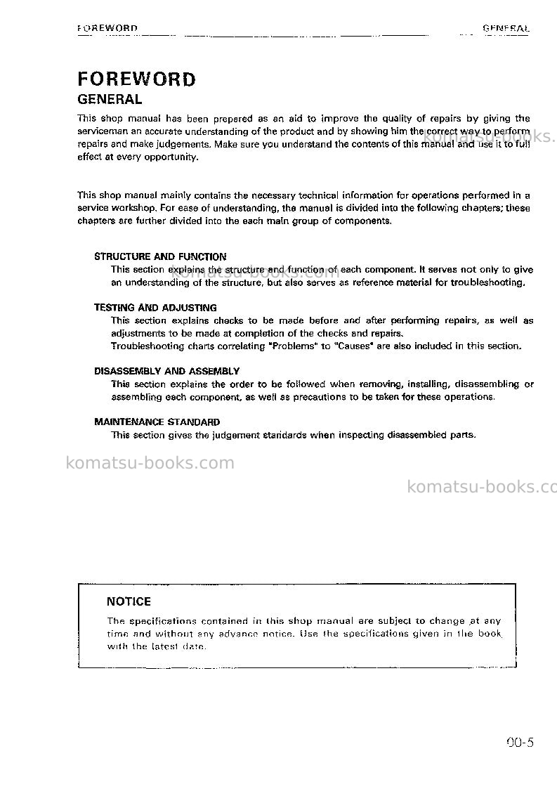 Komatsu wa380-3chn Repair & maintenance cover Page 6 Komatsu wa380-3chn Repair & maintenance cover Page 6