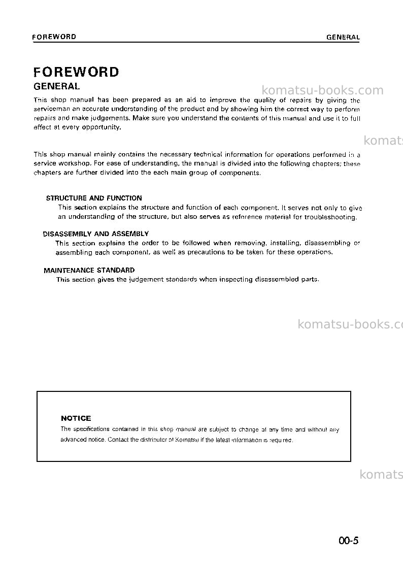 Komatsu wa420-3chn Repair & maintenance cover Page 6