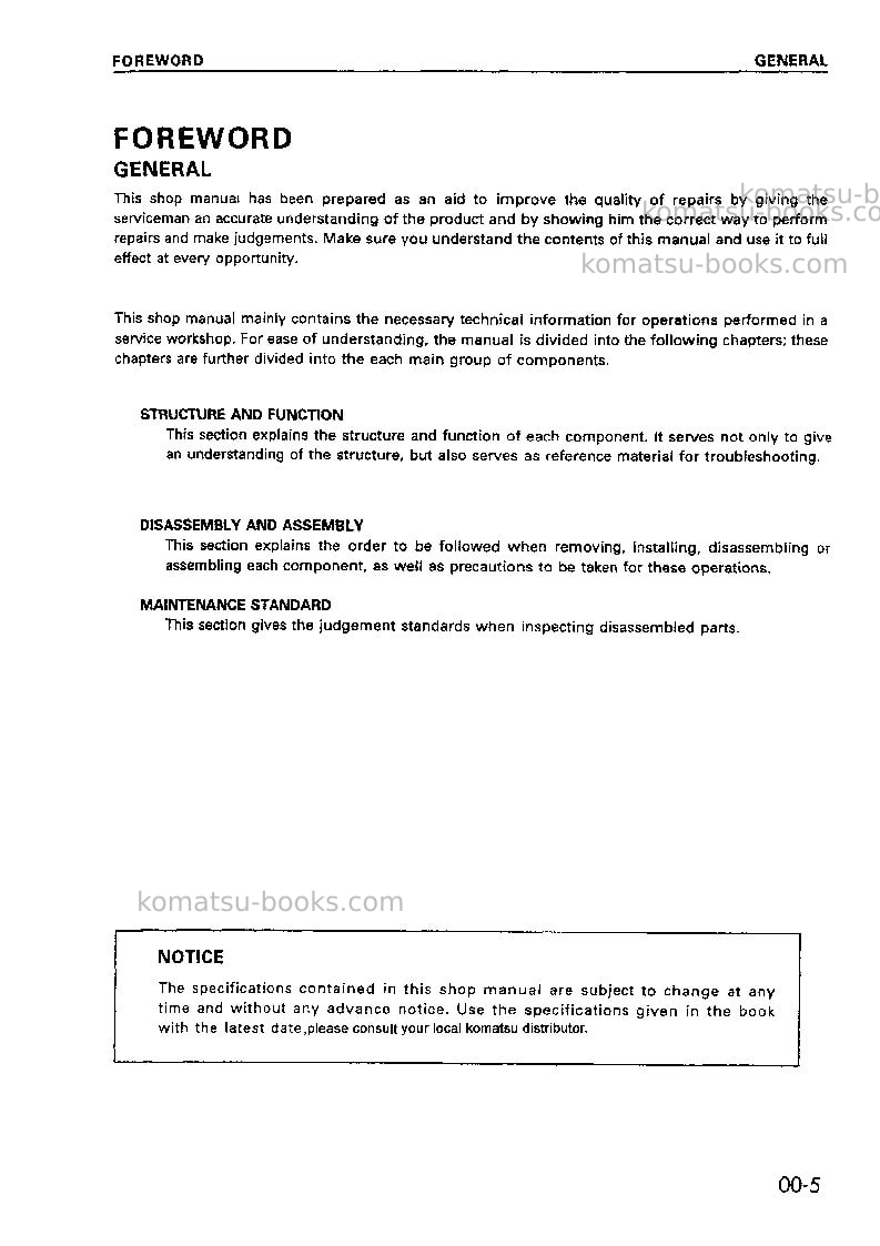 Komatsu wa470-3chn-custom, -20c degree for cis Repair & maintenance cover Page 6
