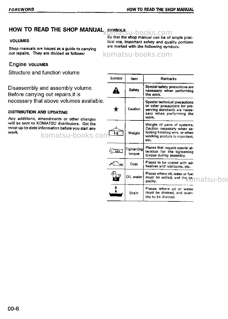 Komatsu wa470-3chn Repair & maintenance cover Page 6