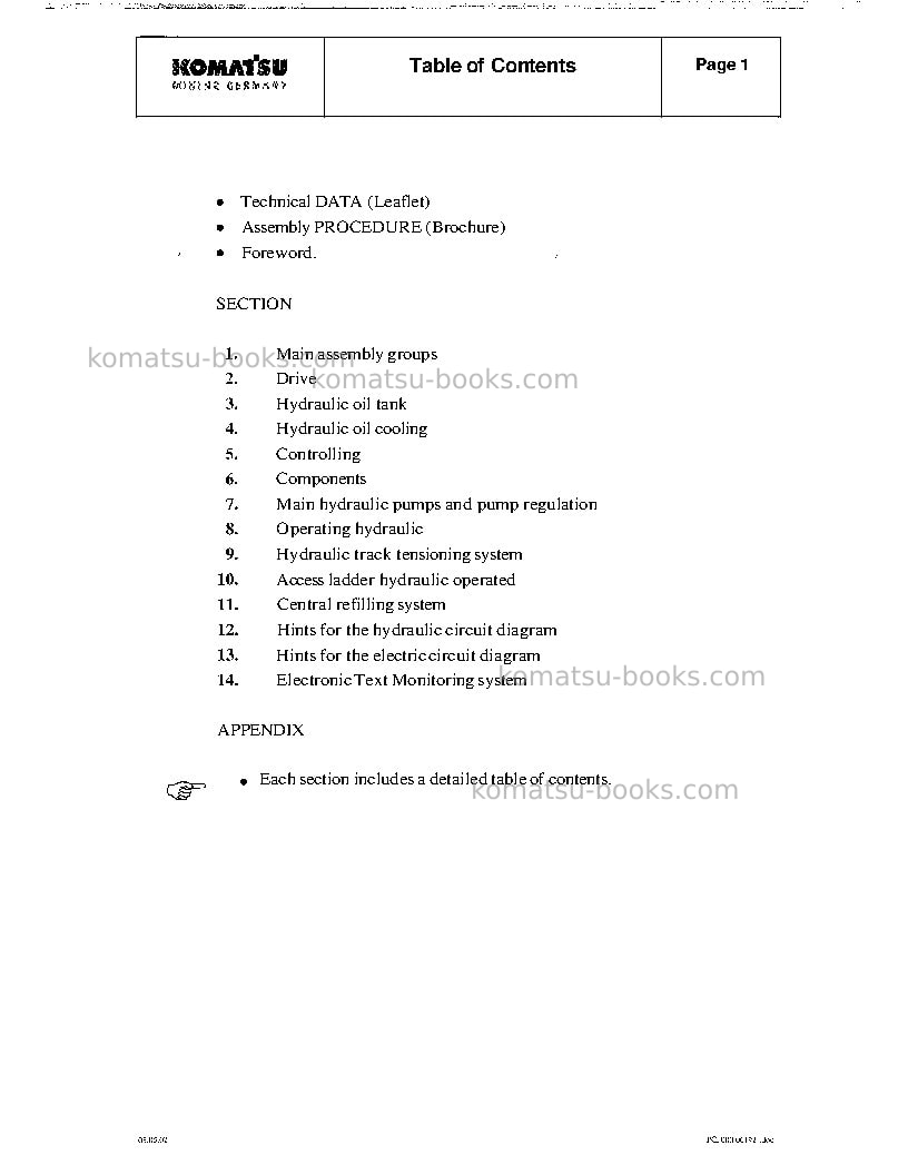 Komatsu pc3000-1deu Repair & maintenance cover Page 6 Komatsu pc3000-1deu Repair & maintenance cover Page 6
