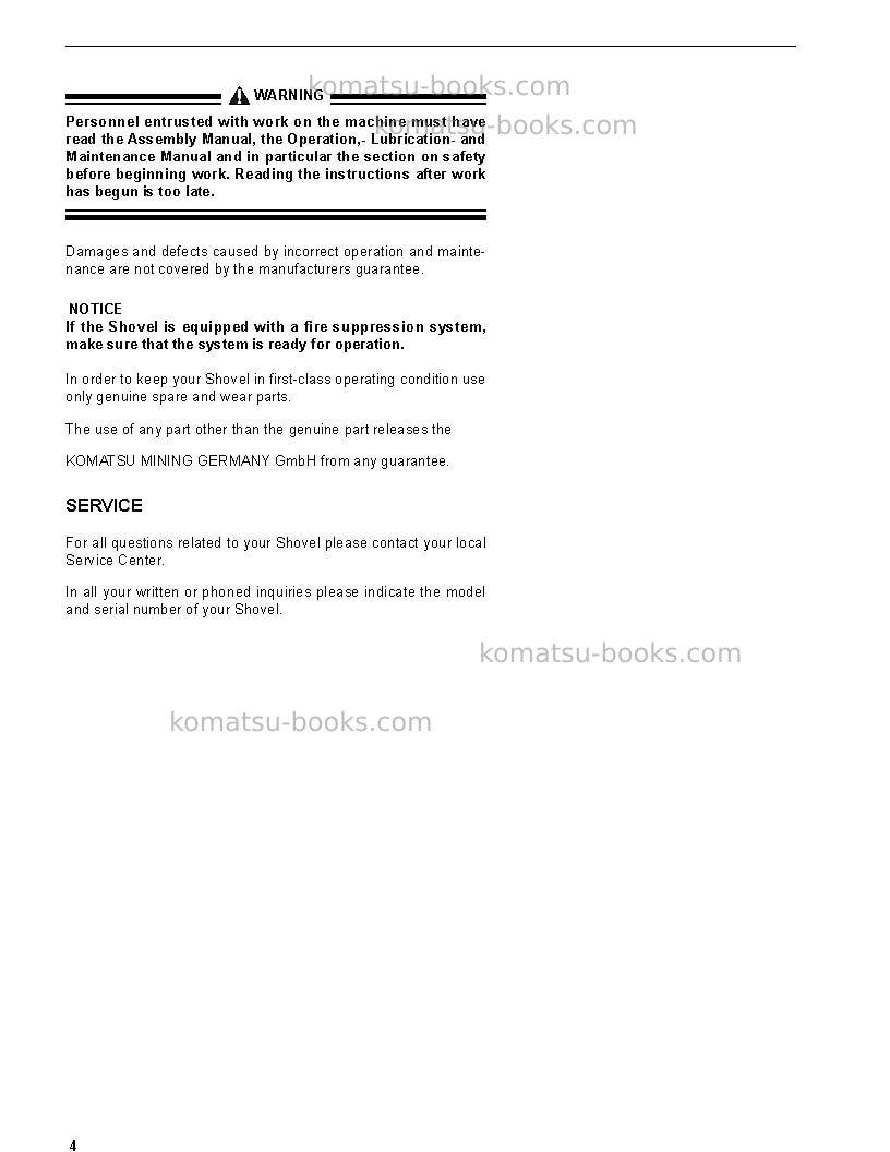 Komatsu pc3000-6deu Repair & maintenance cover Page 6
