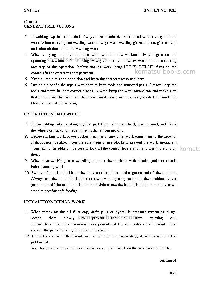 Komatsu pc5500-6deu Repair & maintenance cover Page 6 Komatsu pc5500-6deu Repair & maintenance cover Page 6