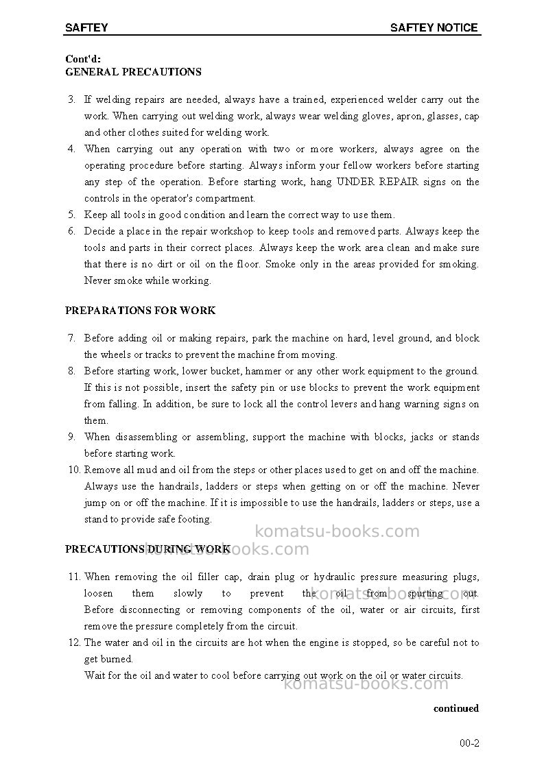 Komatsu pc5500-6deu Repair & maintenance cover Page 6 Komatsu pc5500-6deu Repair & maintenance cover Page 6
