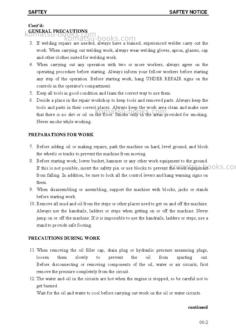 Komatsu pc5500-6deu Repair & maintenance cover Page 6 Komatsu pc5500-6deu Repair & maintenance cover Page 6