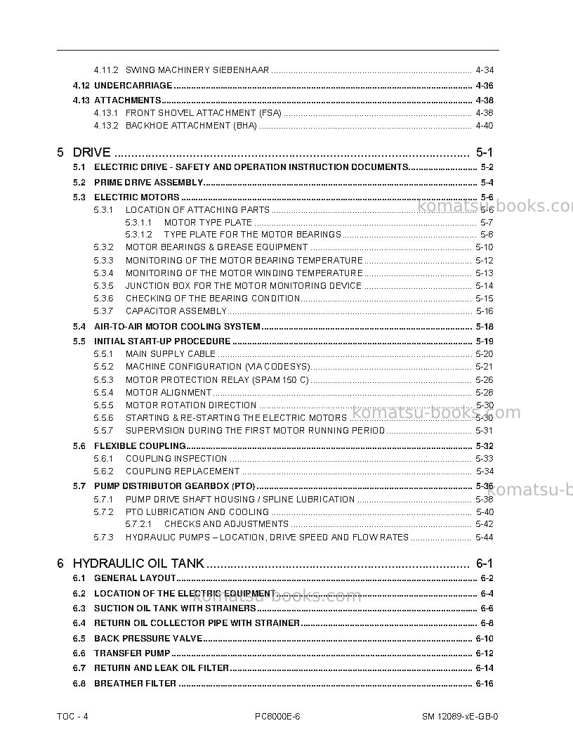 Komatsu pc8000e-6deu Repair & maintenance cover Page 6