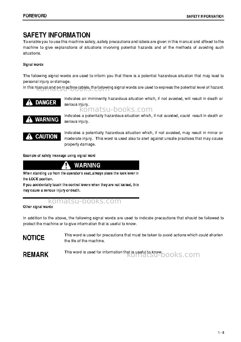Komatsu pc750-7jpn Operation manual cover Page 6 Komatsu pc750-7jpn Operation manual cover Page 6