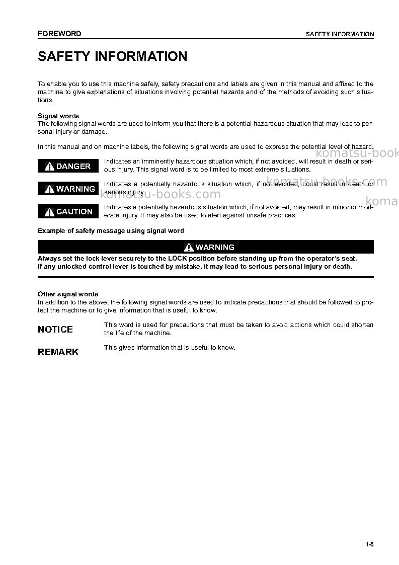 Komatsu pc300-7jpn-segment- monitor Operation manual cover Page 6 Komatsu pc300-7jpn-segment- monitor Operation manual cover Page 6