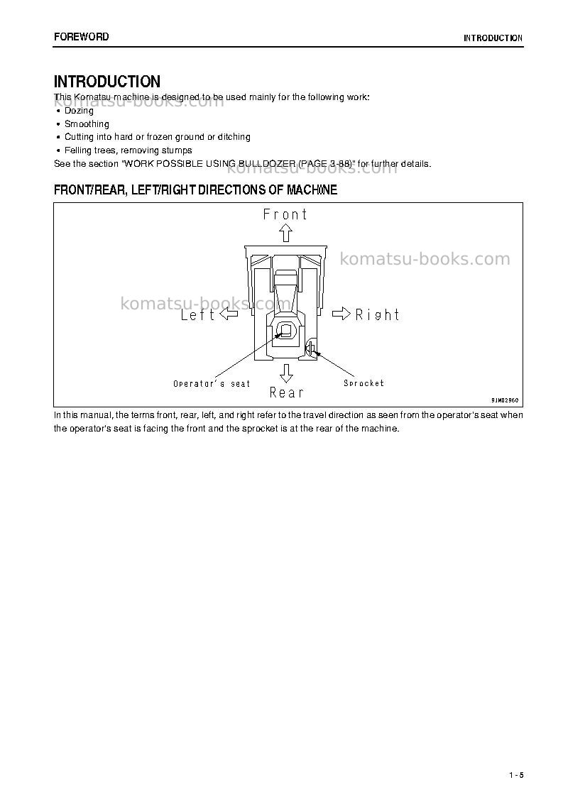 Komatsu d65e-12jpn Operation manual cover Page 6