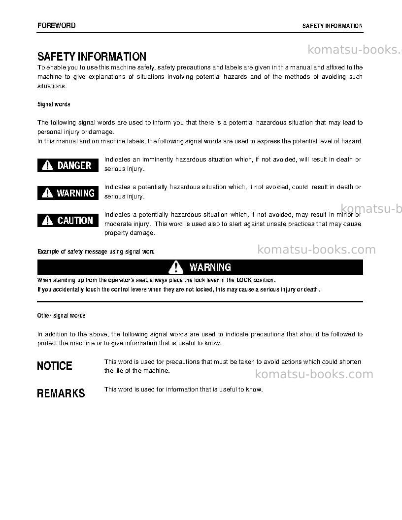 Komatsu pc09-1jpn Operation manual cover Page 6