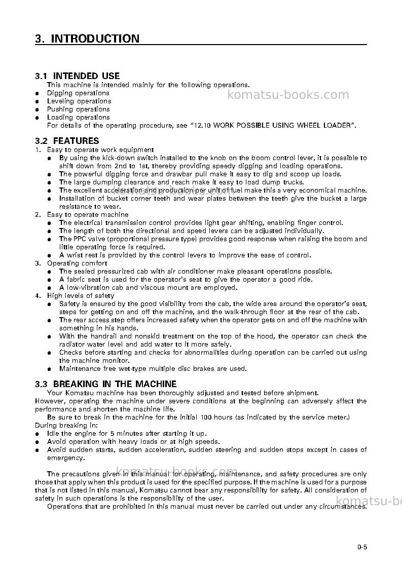 Komatsu wa800-3jpn Operation manual cover Page 6