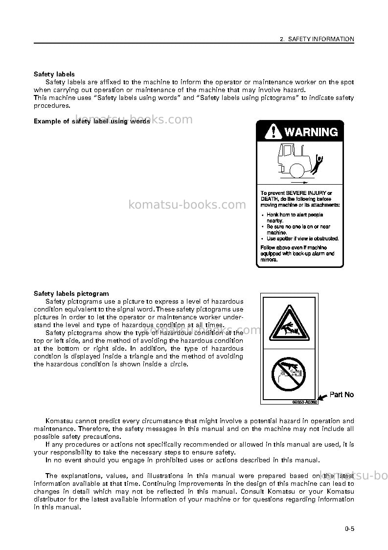 Komatsu wa1200-3jpn Operation manual cover Page 6