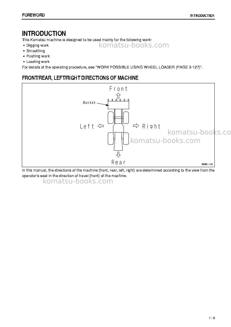 Komatsu wa380-5jpn Operation manual cover Page 6 Komatsu wa380-5jpn Operation manual cover Page 6