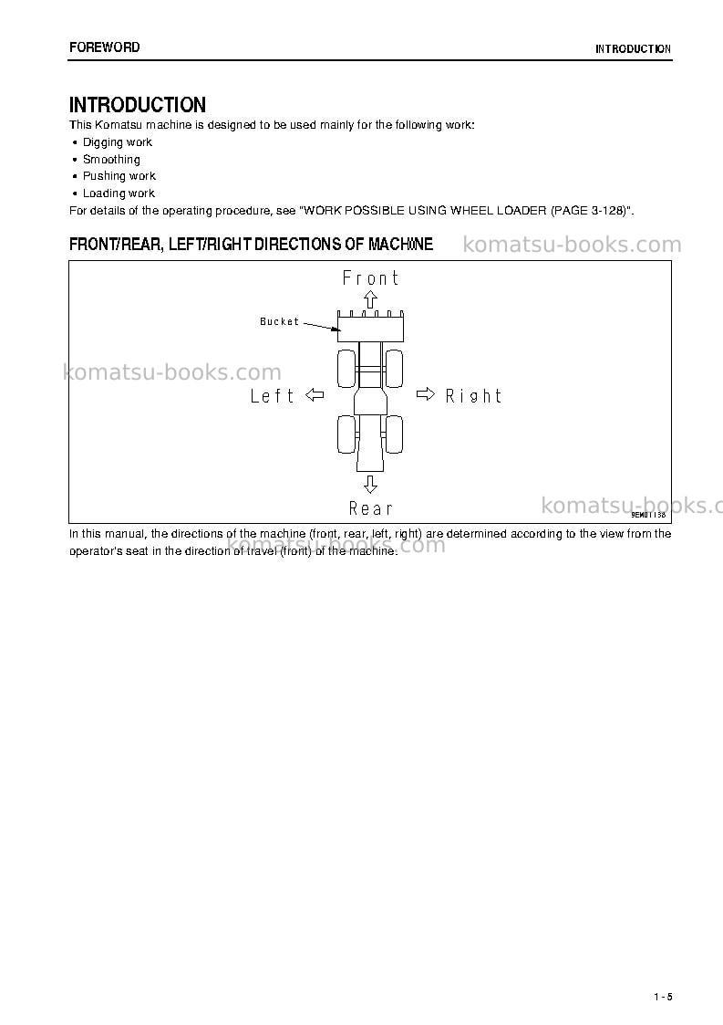 Komatsu wa430-5jpn Operation manual cover Page 6 Komatsu wa430-5jpn Operation manual cover Page 6