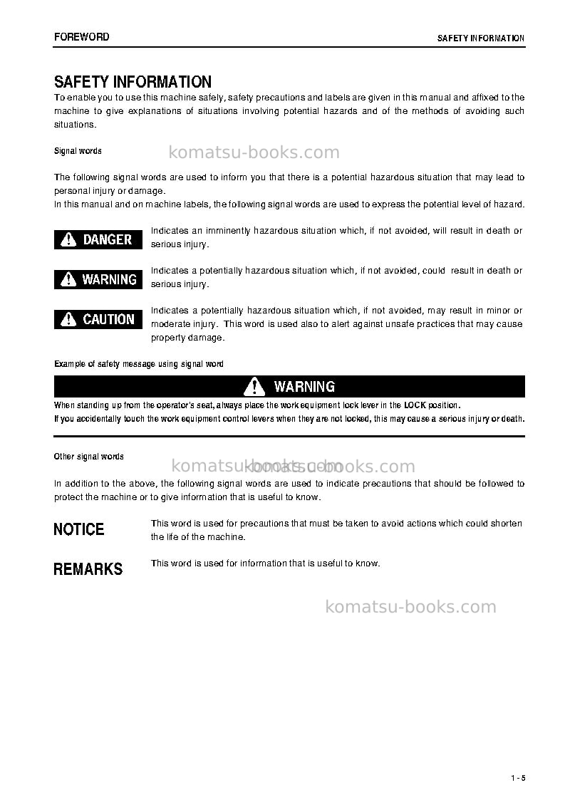Komatsu wa600-6jpn Operation manual cover Page 6 Komatsu wa600-6jpn Operation manual cover Page 6