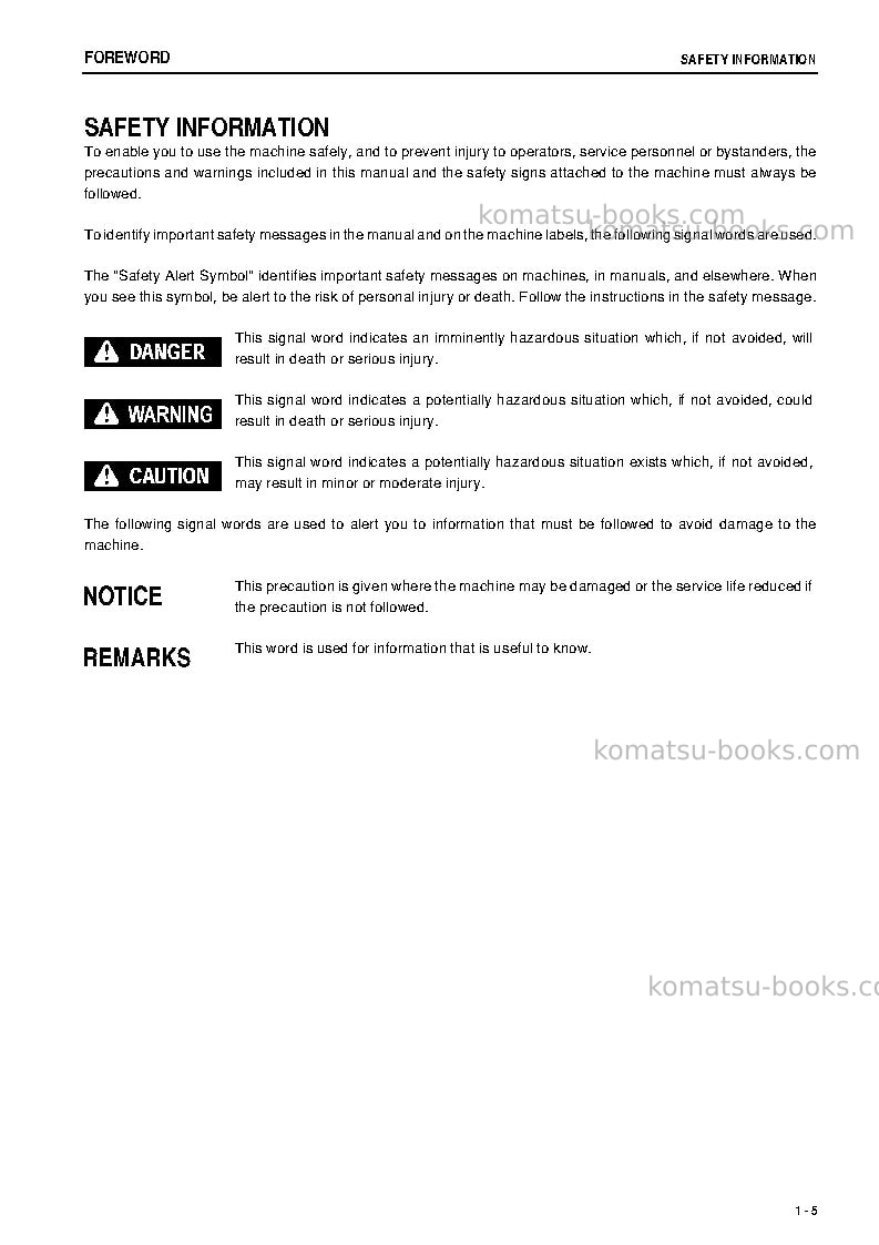 Komatsu d155ax-6jpn Operation manual cover Page 6