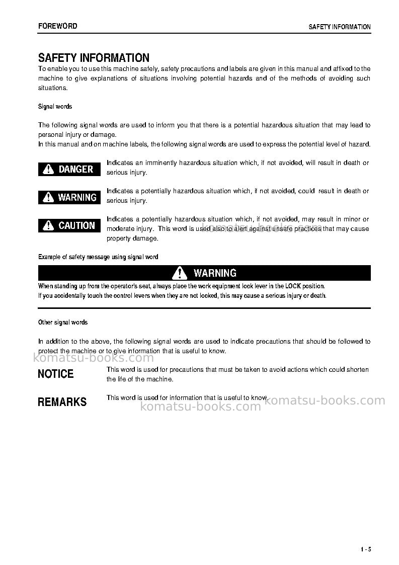 Komatsu wa200pt-5jpn Operation manual cover Page 6 Komatsu wa200pt-5jpn Operation manual cover Page 6