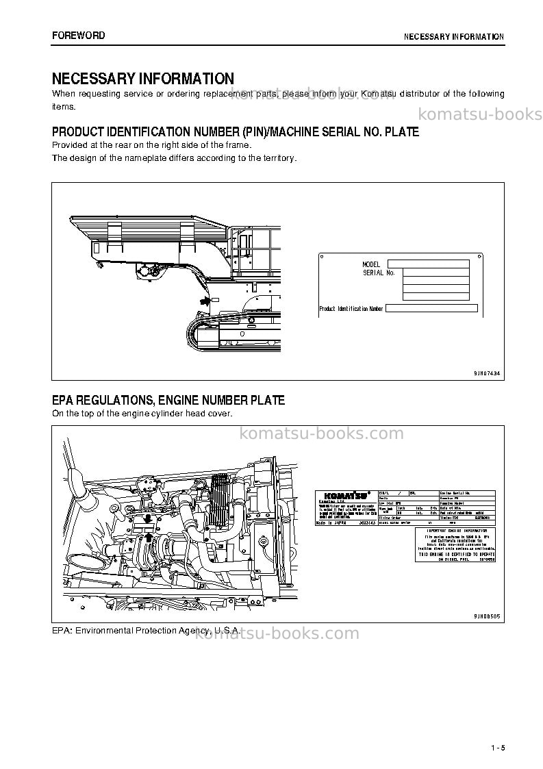 Komatsu br380jg-1jpn-e0 Operation manual cover Page 6 Komatsu br380jg-1jpn-e0 Operation manual cover Page 6
