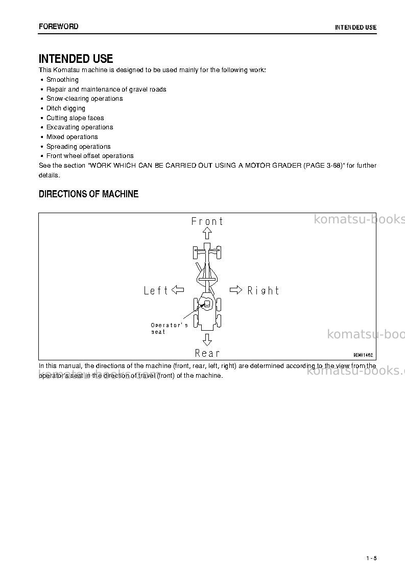 Komatsu gd555-3jpn-for n. america Operation manual cover Page 6 Komatsu gd555-3jpn-for n. america Operation manual cover Page 6