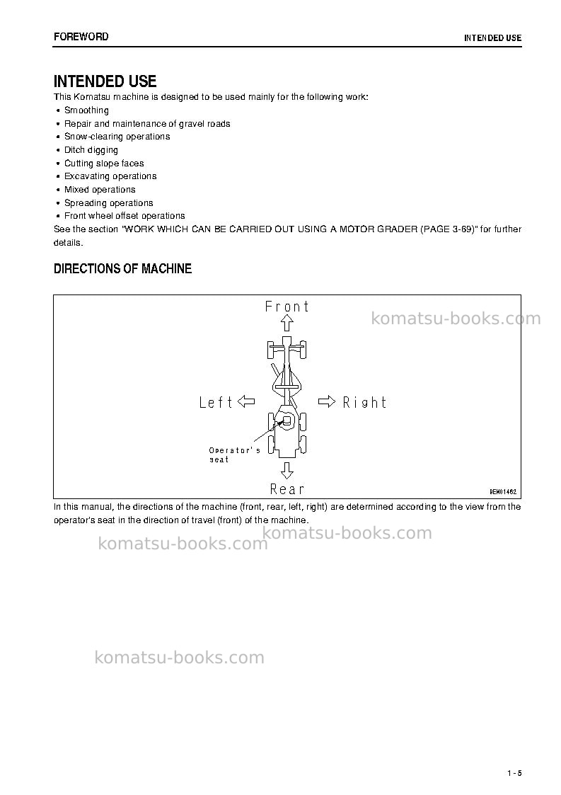 Komatsu gd655-3jpn-a Operation manual cover Page 6
