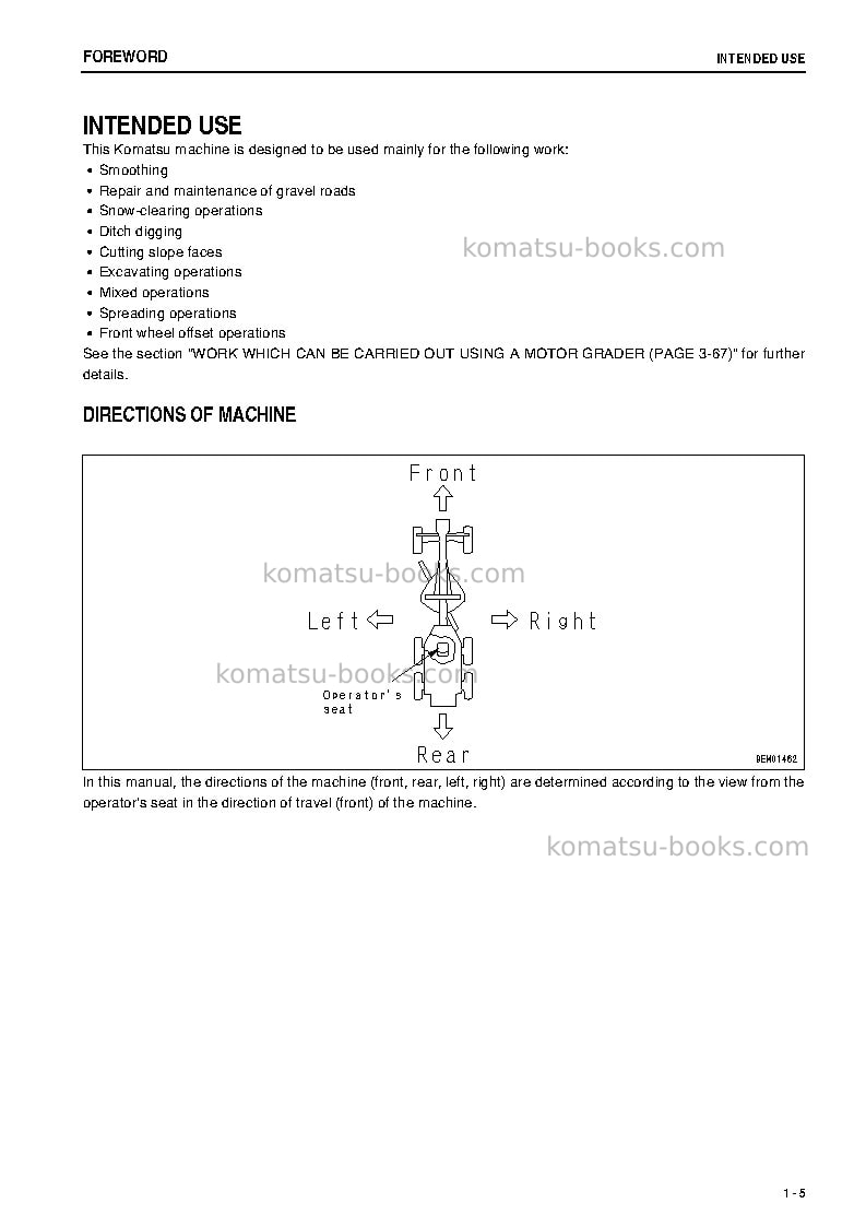 Komatsu gd675-3jpn-a Operation manual cover Page 6 Komatsu gd675-3jpn-a Operation manual cover Page 6