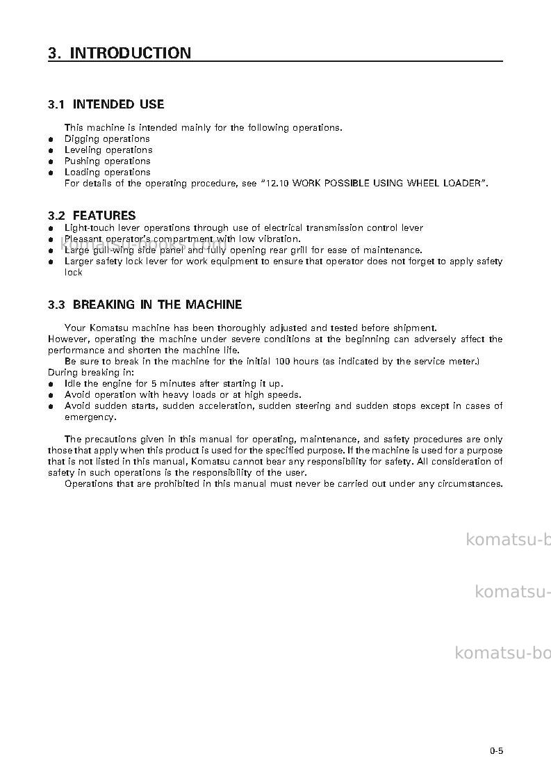 Komatsu wa250-3jpn Operation manual cover Page 6