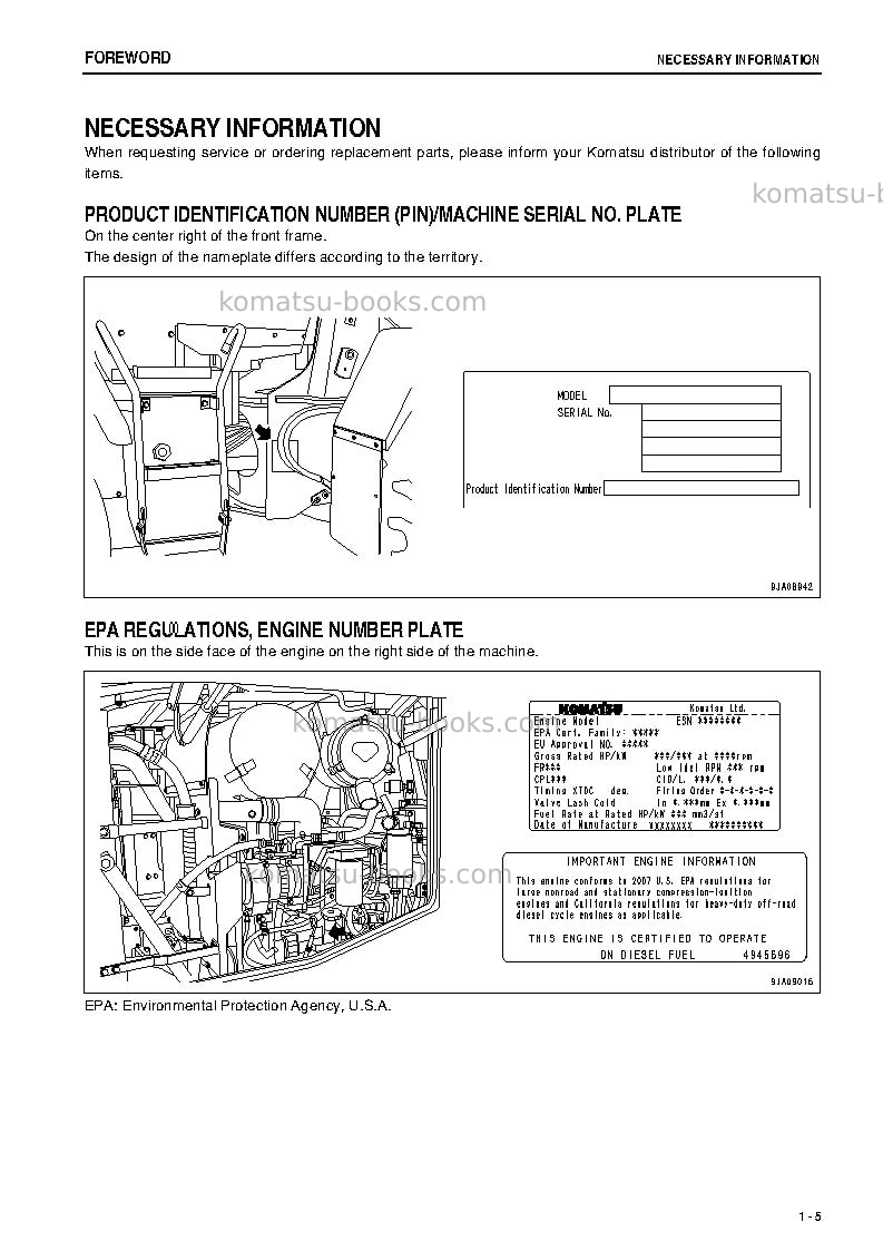 Komatsu wa200pz-6jpn-for n. america Operation manual cover Page 6 Komatsu wa200pz-6jpn-for n. america Operation manual cover Page 6