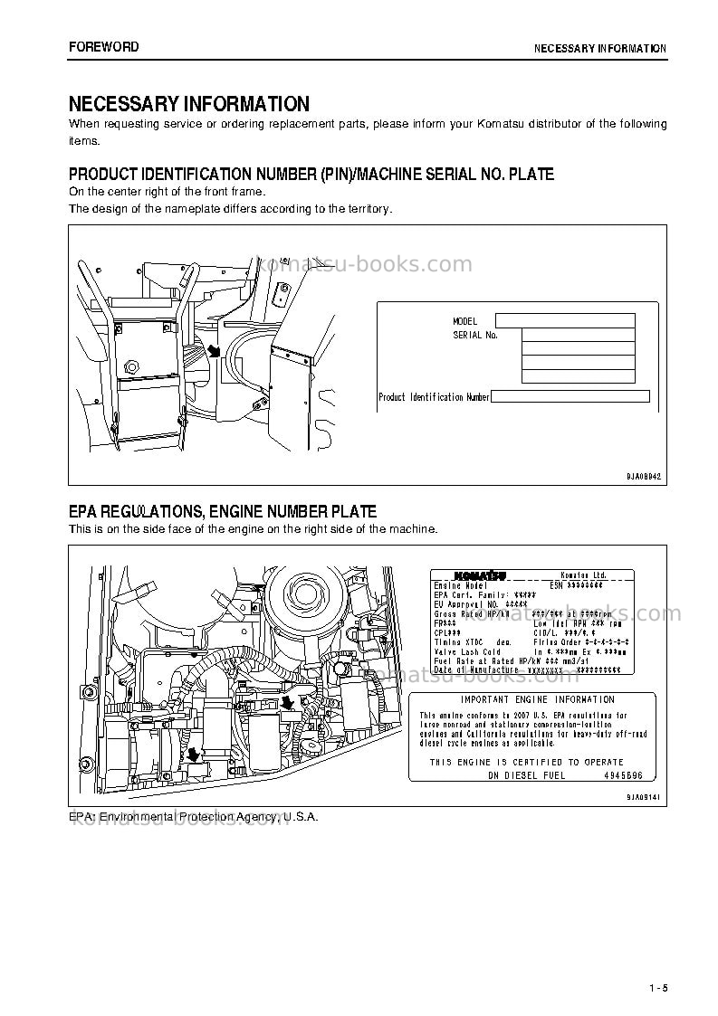 Komatsu wa320pz-6jpn-for n.america Operation manual cover Page 6
