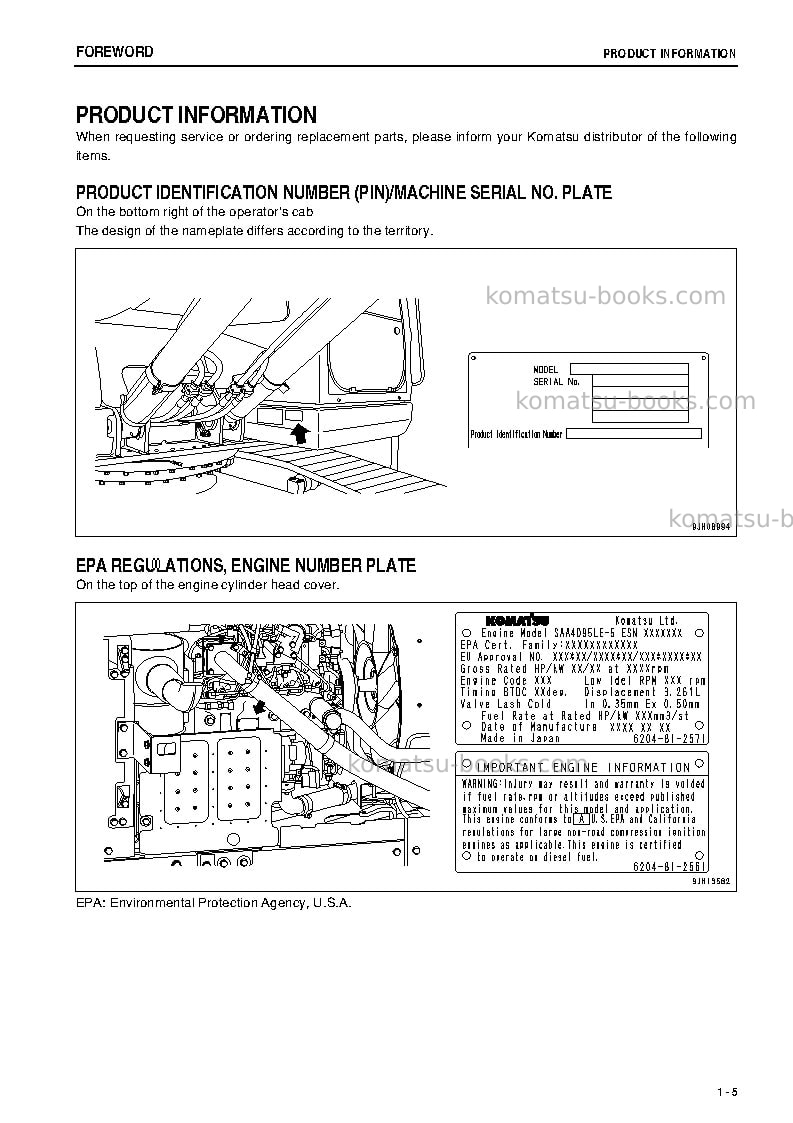 Komatsu pc130-8jpn Operation manual cover Page 6 Komatsu pc130-8jpn Operation manual cover Page 6