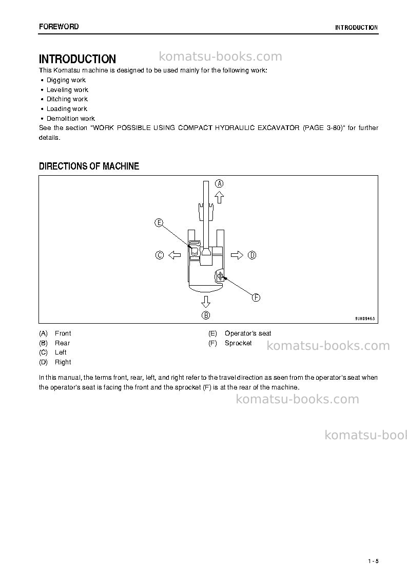 Komatsu pc35mr-3jpn-for cab Operation manual cover Page 6 Komatsu pc35mr-3jpn-for cab Operation manual cover Page 6