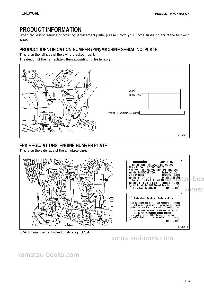 Komatsu pc88mr-8jpn Operation manual cover Page 6 Komatsu pc88mr-8jpn Operation manual cover Page 6