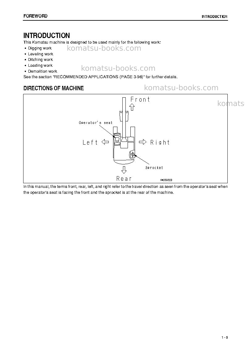 Komatsu pc78mr-6jpn Operation manual cover Page 6 Komatsu pc78mr-6jpn Operation manual cover Page 6