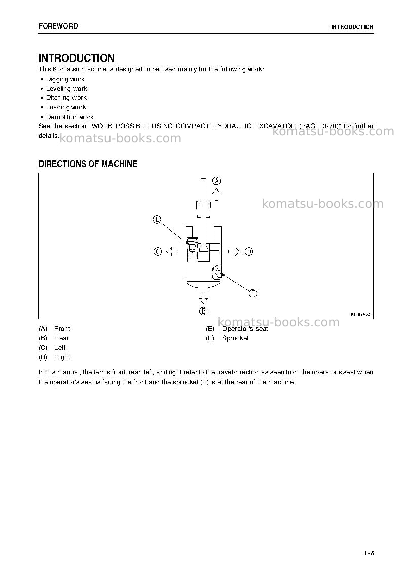 Komatsu pc18mr-3jpn Operation manual cover Page 6 Komatsu pc18mr-3jpn Operation manual cover Page 6