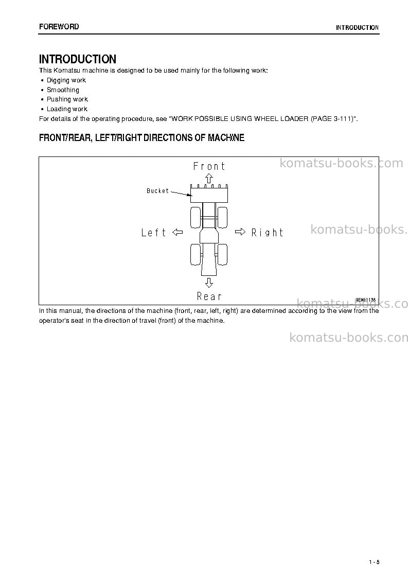 Komatsu wa1200-3jpn Operation manual cover Page 6