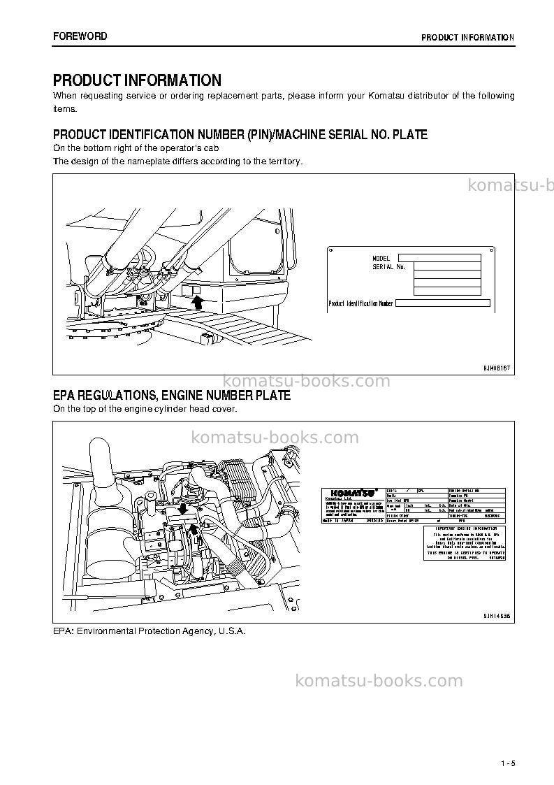 Komatsu pc160lc-8jpn-work equipment grease 500h Operation manual cover Page 6 Komatsu pc160lc-8jpn-work equipment grease 500h Operation manual cover Page 6
